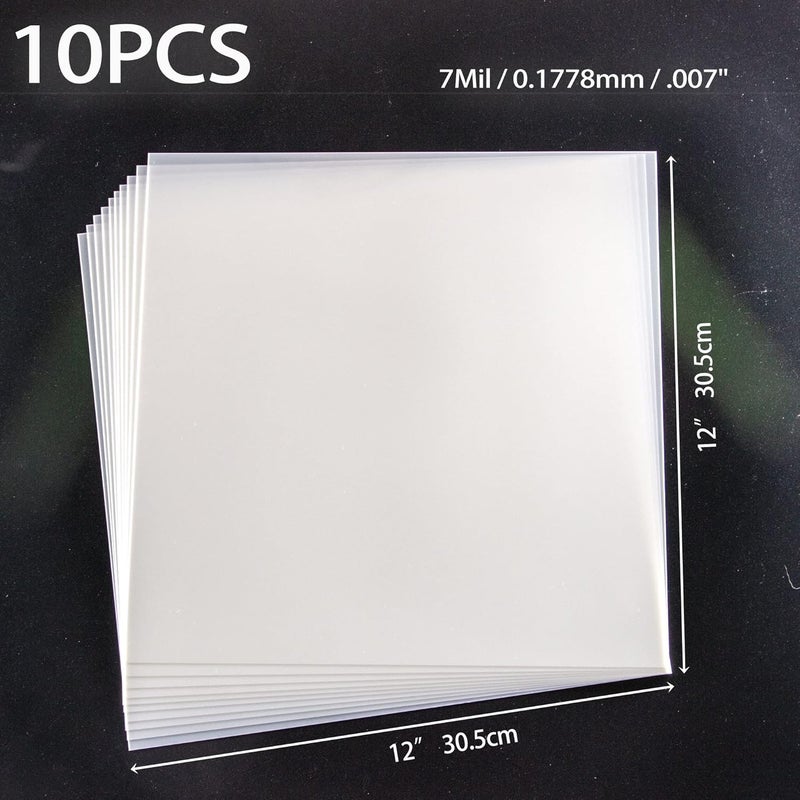 neglex 10PCS 7mil Blank Mylar Stencil Sheets,12X12 inch Milky Translucent PET Blank Stencils Sheets,Template Material for Cutting Machines, Laser Cutting, Food-Safe Craft Plastic - Image 2